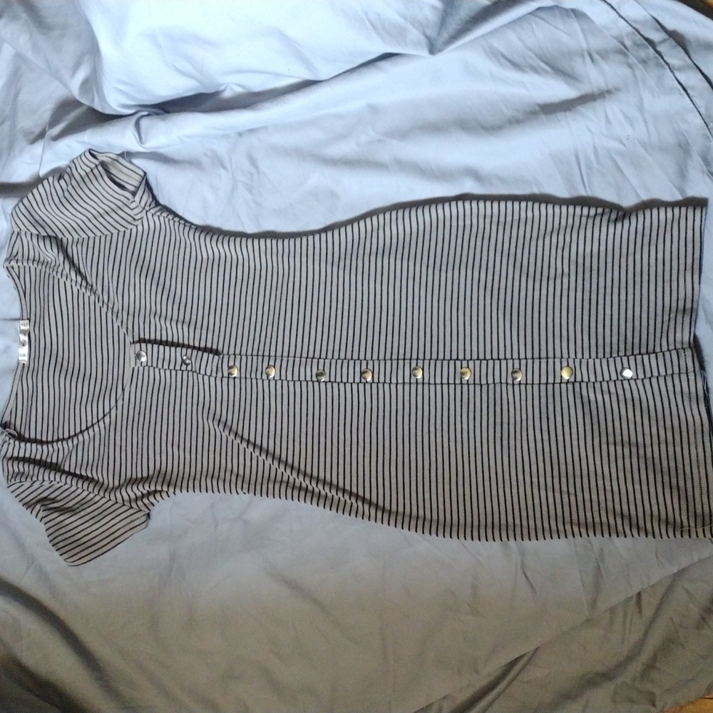 Coffee brown with black stripes dress